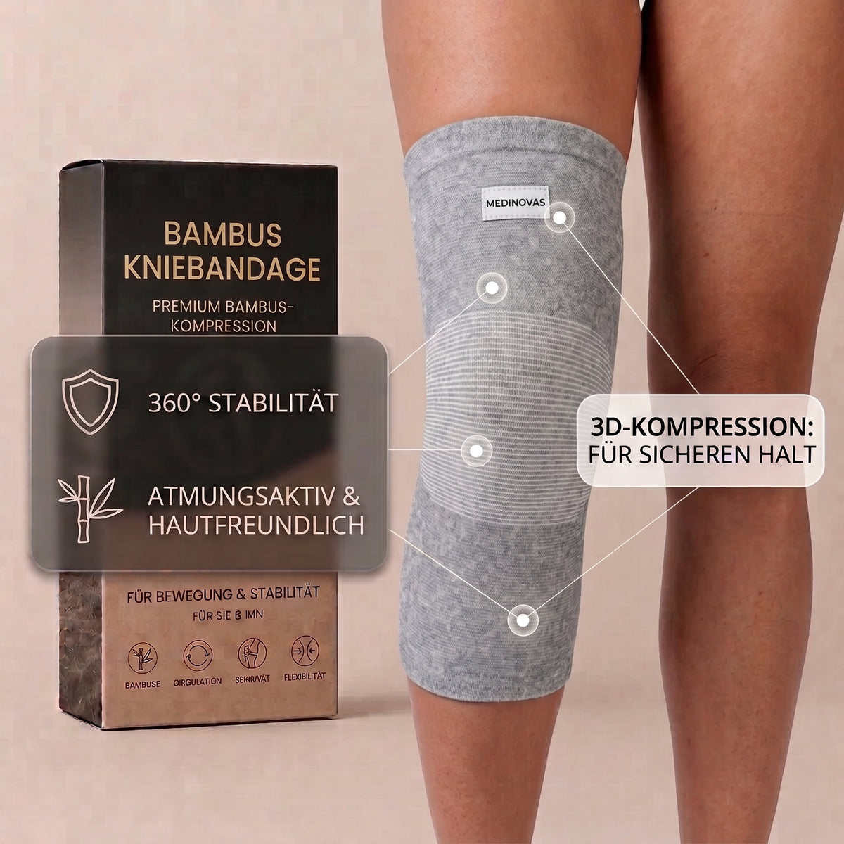 Premium Bambus Kniebandage (1 Stück)